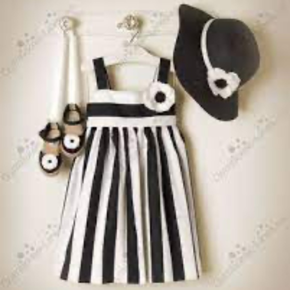 Janie & Jack 2T Black and white stripe Dress - Picture 2 of 3